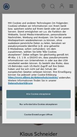Vorschau der mobilen Webseite vertretung.allianz.de, Allianz Private Krankenversicherung Fachagentur
