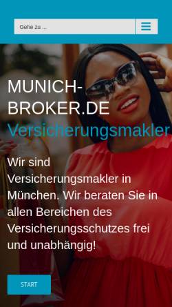 Vorschau der mobilen Webseite www.munich-broker.de, Tiado Hilmert Versicherungsmakler