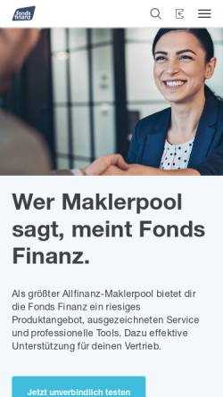 Vorschau der mobilen Webseite www.fondsfinanz.de, Fonds Finanz Maklerservice GmbH