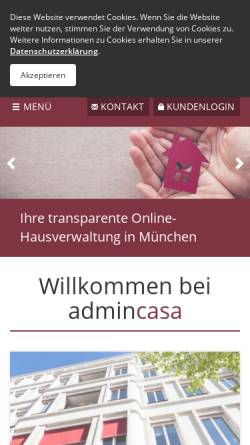 Vorschau der mobilen Webseite www.admincasa.de, Admincasa GmbH