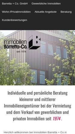 Vorschau der mobilen Webseite www.barretta-immobilien.de, Immobilien Barretta und Co.