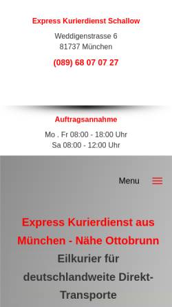 Vorschau der mobilen Webseite kurierservices.de, Express Kurierdienst Schallow