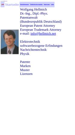 Vorschau der mobilen Webseite www.hellmich.net, Patentanwaltskanzlei Dr.-Ing. Hellmich