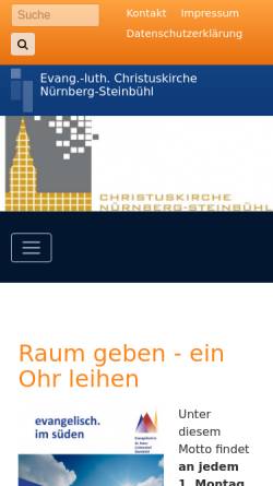 Vorschau der mobilen Webseite www.christuskirche-nuernberg.de, Evang.-Luth. Kirchengemeinde Christuskirche