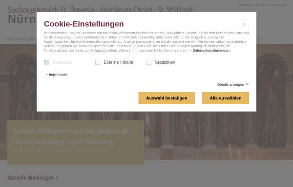 Vorschau von www.verklaerung-christi-nuernberg.de, Kath. Kirchengemeinde Verklärung Christi