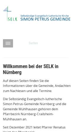 Vorschau der mobilen Webseite www.selk-nuernberg.de, Simon Petrus Gemeinde e.V.