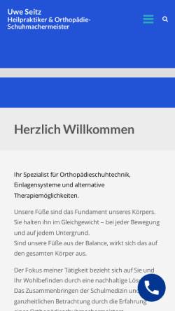 Vorschau der mobilen Webseite www.schuhtechnik-nuernberg.de, Schuhreparaturen und Orthopädie-Schuhtechnik Löhlein & Seitz