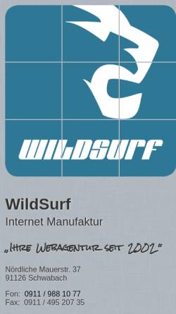 Vorschau der mobilen Webseite www.wildsurf.com, WildSurf - Internet Manufaktur