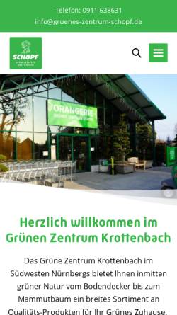 Vorschau der mobilen Webseite www.gruenes-zentrum-schopf.de, Grünes Zentrum Schopf Betty und Hermann Schopf GmbH
