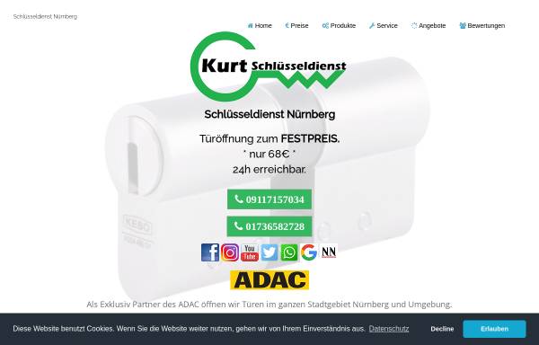 Vorschau von www.kurt-schluesseldienst.de, Kurt Schlüsseldienst Nürnberg