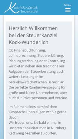 Vorschau der mobilen Webseite www.kock-wunderlich.de, Steuerkanzlei Kock-Wunderlich