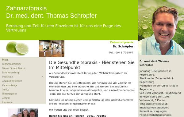 Vorschau von www.zahnarzt-schroepfer.de, Dr. med. dent. Thomas Schröpfer