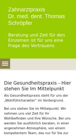 Vorschau der mobilen Webseite www.zahnarzt-schroepfer.de, Dr. med. dent. Thomas Schröpfer