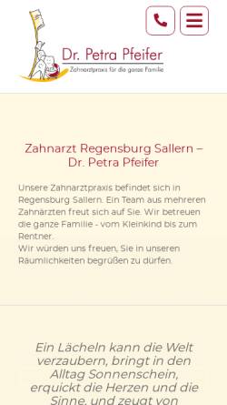 Vorschau der mobilen Webseite www.zahnarzt-regensburg-sallern.de, Zahnarztpraxis Dr. Petra Pfeifer