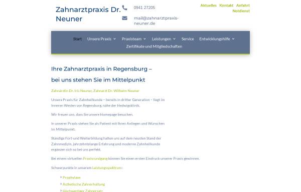 Vorschau von www.zahnarztpraxis-neuner.de, Zahnärztliche Gemeinschaftspraxis Dr. Wilhelm Neuner, Dr. Iris Neuner