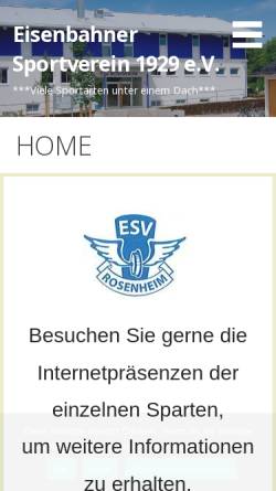 Vorschau der mobilen Webseite www.esv-rosenheim.de, Eisenbahner-Sportverein Rosenheim 1929 e.V.
