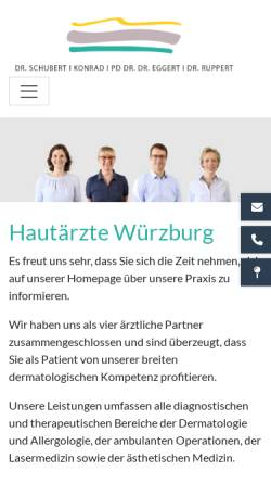 Vorschau der mobilen Webseite www.hautaerzte-wuerzburg.de, Praxis Dr. Schubert, Dr. Frank, Dr. Beck-Bohlen, Dr. Kristen