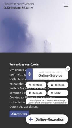Vorschau der mobilen Webseite www.hautarzt-kreienkamp.de, Dr. med. Matthias Kreienkamp