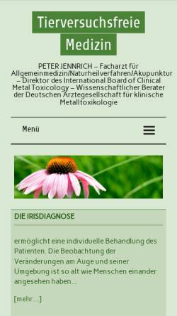 Vorschau der mobilen Webseite www.tierversuchsfreie-medizin.de, Peter Jennrich