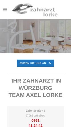Vorschau der mobilen Webseite zahnarzt-lorke.de, Zahnarztpraxis Axel Lorke