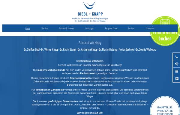 Vorschau von www.biebl-knapp.de, Praxis für Zahnmedizin und Implantologie Dr. Steffen Biebl und Dr. Werner Knapp