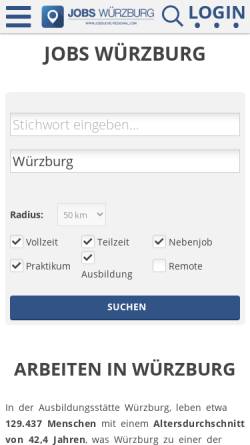 Vorschau der mobilen Webseite www.jobs-wuerzburg.de, Jobs Würzburg