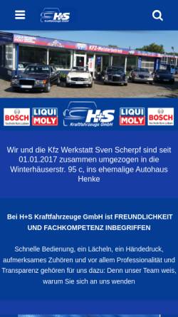 Vorschau der mobilen Webseite www.hs-kfz-werkstatt.de, Sven Scherpf kfz Werkstatt