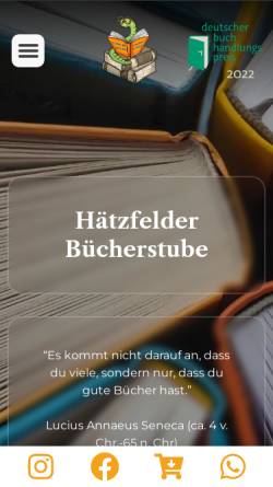 Vorschau der mobilen Webseite www.haetzfelder-buecherstube.de, Buchhandlung Hätzfelder Bücherstube