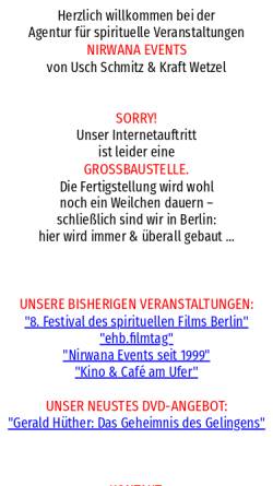 Vorschau der mobilen Webseite www.nirwana-events.de, Kino und Cafe am Ufer by Nirwana Events GbR