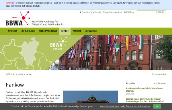 Vorschau von www.bbwa-berlin.de, Bezirkliche Bündnisse für Wirtschaft und Arbeit Pankow (BBWA)