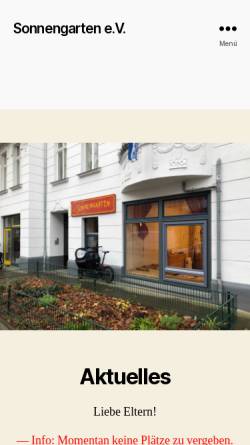 Vorschau der mobilen Webseite berlin-sonnengarten.de, Kinderladen Sonnengarten