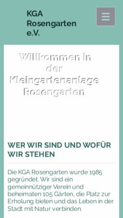 Vorschau der mobilen Webseite www.kga-rosengarten.de, Kleingartenanlage Rosengarten e.V.
