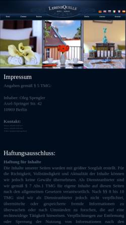 Vorschau der mobilen Webseite www.hotel-lebensquelle.de, Hotel LebensQuelle