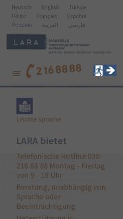 Vorschau der mobilen Webseite www.lara-berlin.de, LARA Krisen- und Beratungszentrum