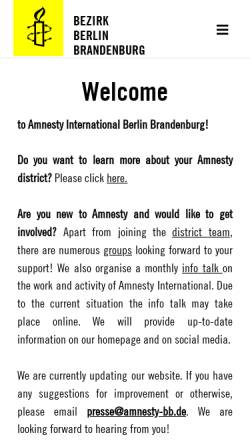 Vorschau der mobilen Webseite amnesty-bb.de, amnesty international Berlin-Brandenburg