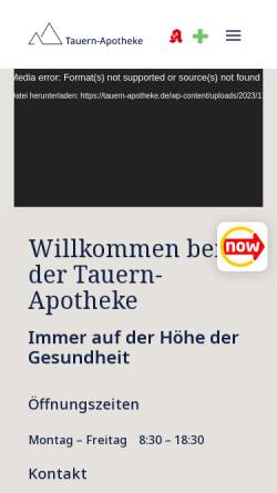 Vorschau der mobilen Webseite www.tauern-apotheke.de, Tauern Apotheke