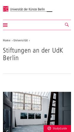Vorschau der mobilen Webseite www.udk-berlin.de, Stiftungen an der UdK Berlin – Universität der Künste Berlin