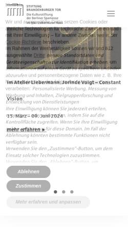 Vorschau der mobilen Webseite www.brandenburgertor.de, Stiftung Brandenburger Tor