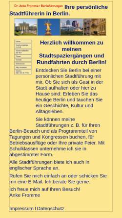 Vorschau der mobilen Webseite www.ankefromme.de, Dr. Anke Fromme Berlinführungen