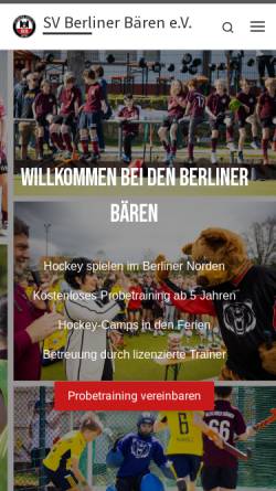 Vorschau der mobilen Webseite baerenhockey.de, SV Berliner Bären e.V. - Badminton