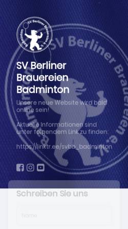 Vorschau der mobilen Webseite www.svbb-badminton.net, SV Berliner Brauereien - Badminton