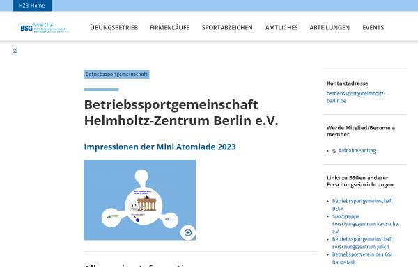 Vorschau von www.helmholtz-berlin.de, Betriebssportgemeinschaft Helmholtz-Zentrum Berlin e.V.