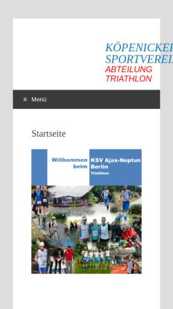 Vorschau der mobilen Webseite www.ksv-berlin.de, Köpenicker SV-Triathlon