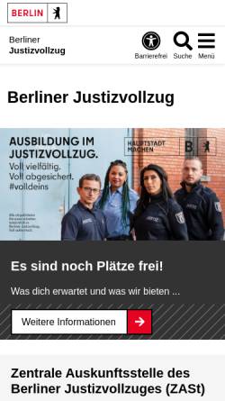 Vorschau der mobilen Webseite www.berlin.de, Berliner Justizvollzug