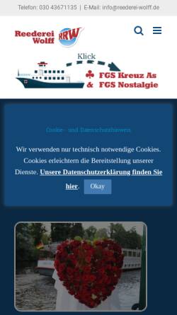 Vorschau der mobilen Webseite www.reederei-wolff.de, Reederei Roderich Wolff