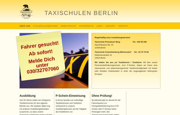 Vorschau von www.taxischein-berlin.de, Taxiwelt Kraftdroschken GmbH & Co. Betriebs KG