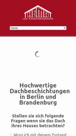 Vorschau der mobilen Webseite www.hema-berlin.de, Hema-Lack & Beschichtungstechnik, Inh.: Marianne Eidenschink