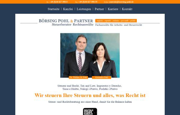 Vorschau von www.boersing-pohl.de, Börsing Pohl & Partner - Steuerberater und Rechtsanwälte