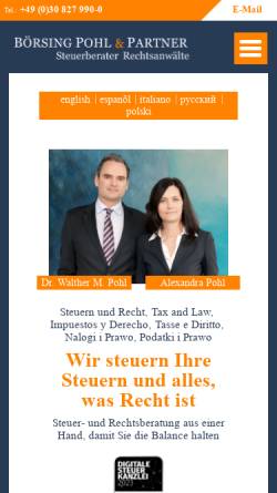 Vorschau der mobilen Webseite www.boersing-pohl.de, Börsing Pohl & Partner - Steuerberater und Rechtsanwälte