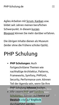 Vorschau der mobilen Webseite www.php-schulung.de, Symfony Schulung